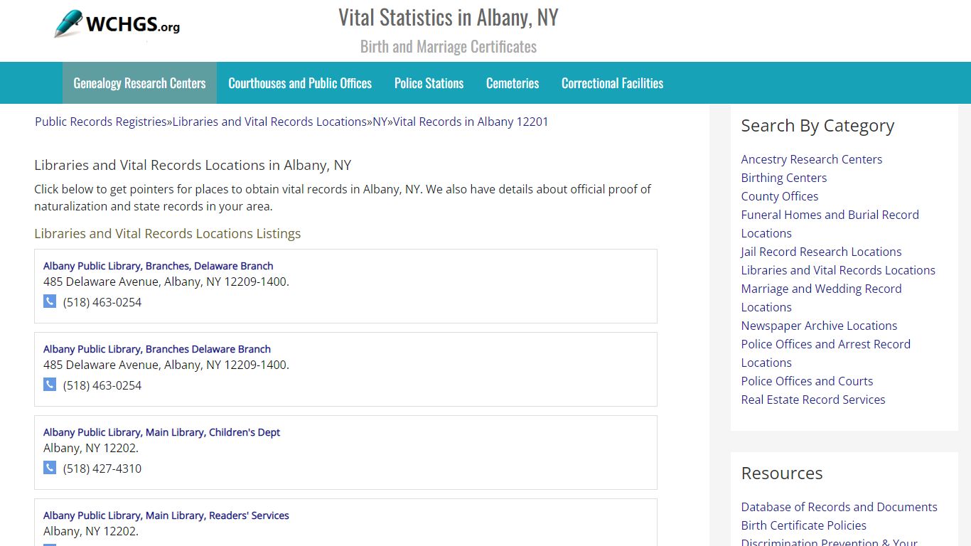 Vital Statistics in Albany, NY - Birth and Marriage Certificates